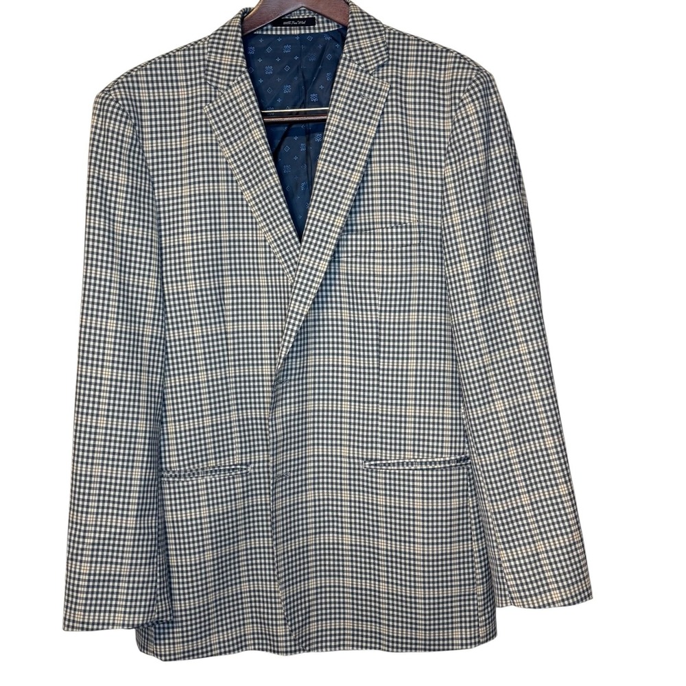 Mantoni Mens Blazer AMF Jacket Fine Wool 2-Button Double Vent Preppy Check Sz.46